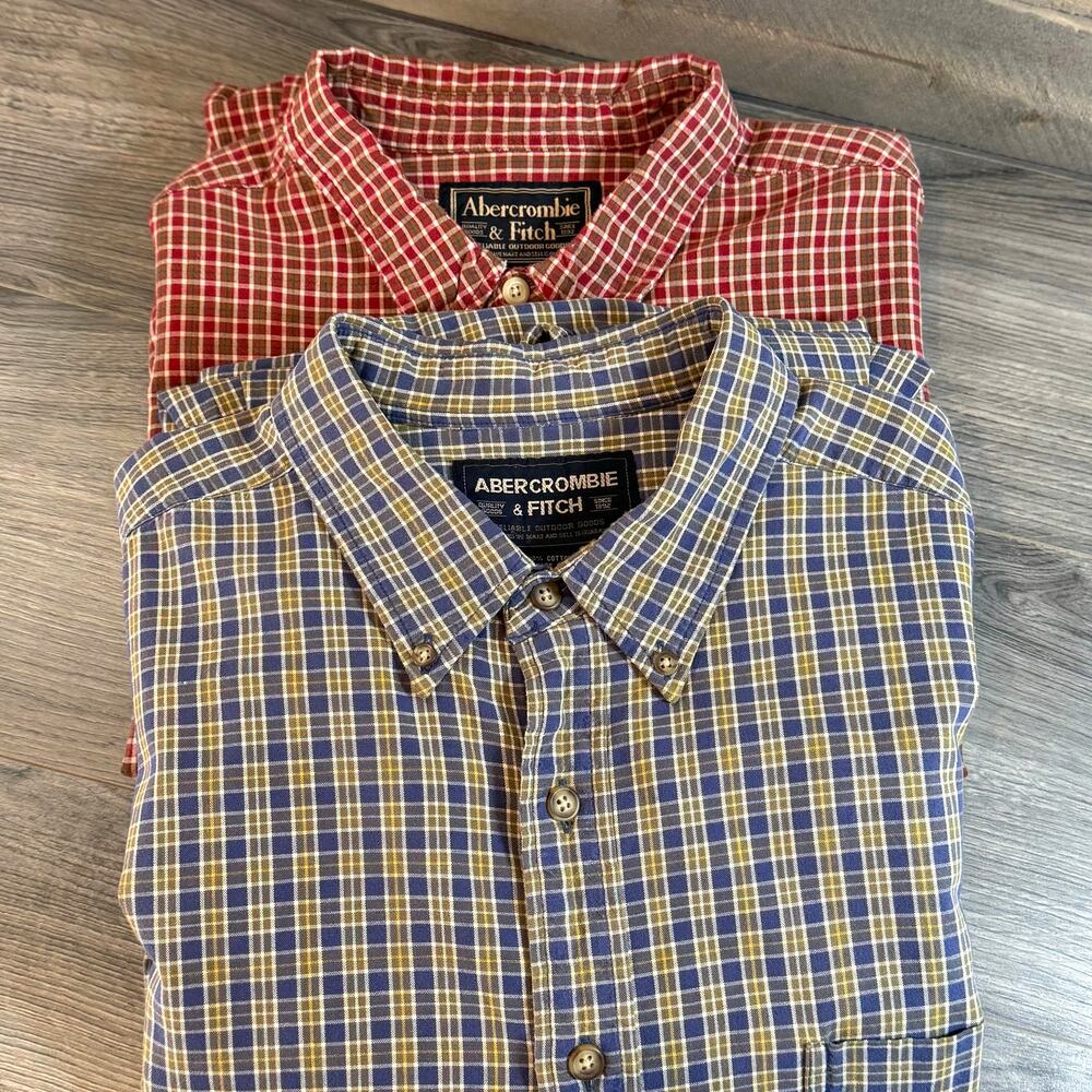 Abercrombie & Fitch Shirts Size XL Plaid Cotton School Work Vtg Y2K Lot of 2